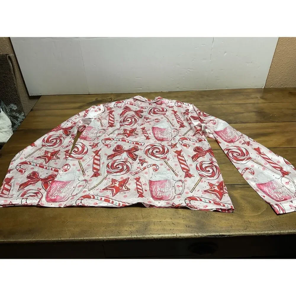 Lola And The Boys Girls Pajama Lounge Sweet Winter Top Size Medium NWT